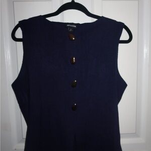 PrettyLittleThing Dark Blue Sleeveless knit top with Button Details